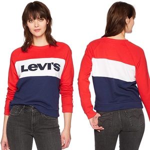 Levi's red white blue sweater Clearance